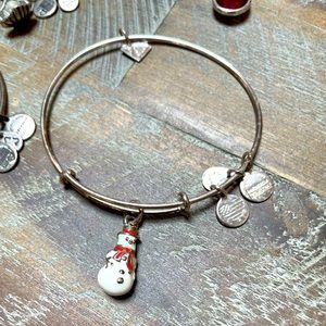 6 Silver Alex and Ani bracelets bangles